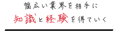 幅広い業界を相手に 知識と経験を得ていく