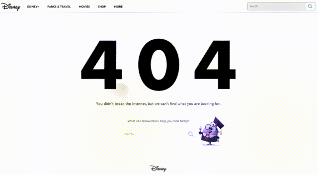 Disneyの404ページ