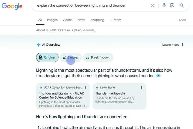 AI Overviewによる3つのモードでの概要調整